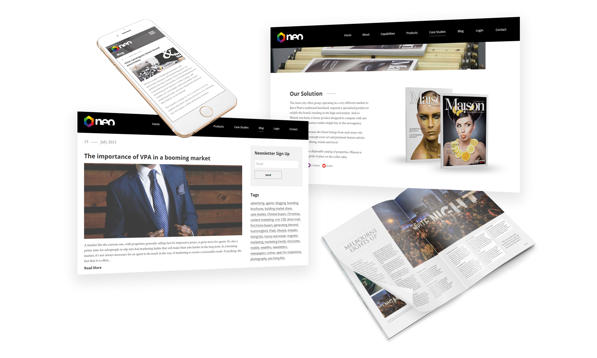 Desktop View of Neo Website Subpages